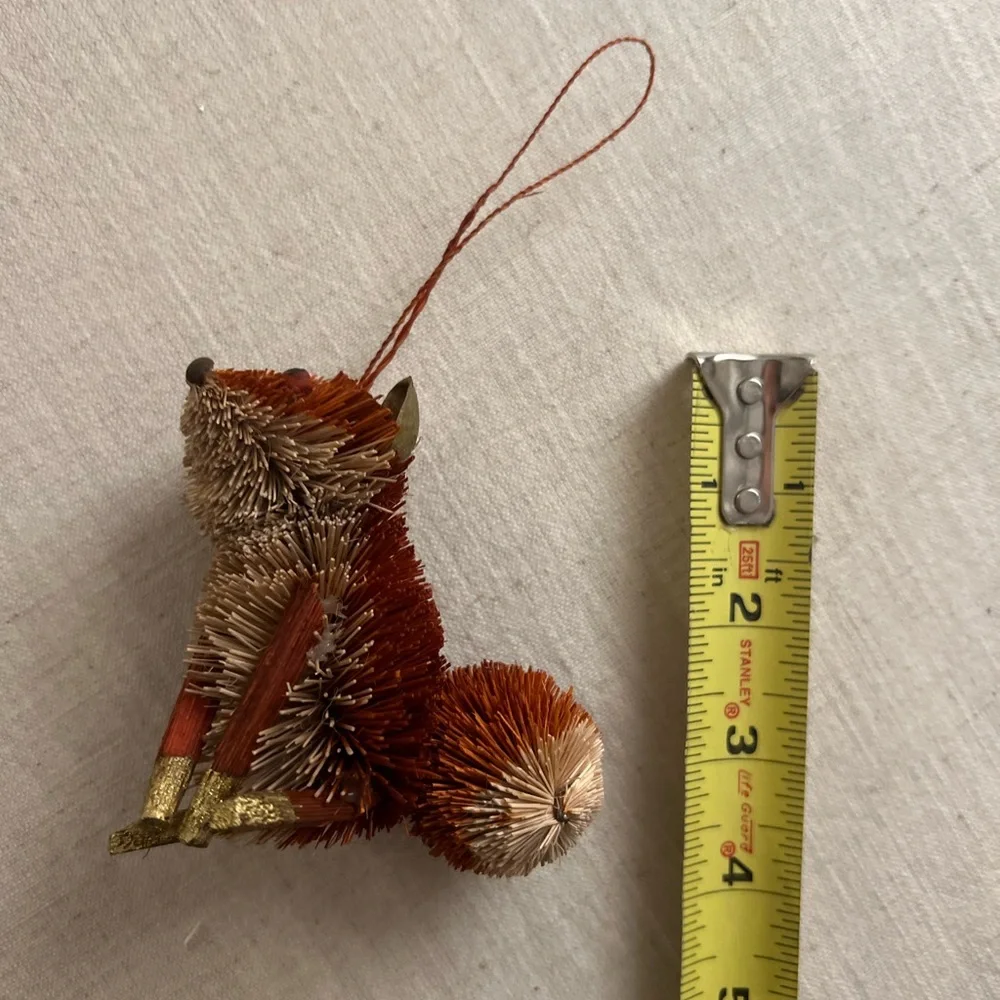 Crate&Barrel Bottlebrush Fox Christmas Ornament